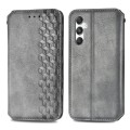 ForSamsung Galaxy M34 5G Cubic Grid Pressed Magnetic Leather Phone Case(Grey)