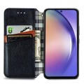 For Samsung Galaxy A55 5G Cubic Grid Pressed Magnetic Leather Phone Case(Black)