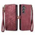 For Samsung Galaxy A15 Geometric Zipper Wallet Side Buckle Leather Phone Case(Red)