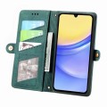 For Samsung Galaxy A15 Geometric Zipper Wallet Side Buckle Leather Phone Case(Green)