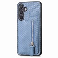 For Samsung Galaxy S24+ 5G Carbon Fiber Vertical Flip Zipper Phone Case(Blue)