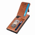 For Samsung Galaxy S24 Ultra 5G Carbon Fiber Vertical Flip Zipper Phone Case(Brown)