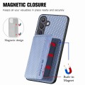 For Samsung Galaxy S24 5G Carbon Fiber Magnetic Card Wallet RFID Blocking Phone Case(Blue)