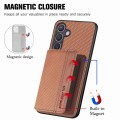 For Samsung Galaxy S24 5G Carbon Fiber Magnetic Card Wallet RFID Blocking Phone Case(Brown)