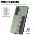 For Samsung Galaxy S24 5G Carbon Fiber Magnetic Card Wallet RFID Blocking Phone Case(Green)