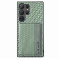 For Samsung Galaxy S24 Ultra 5G Carbon Fiber Magnetic Card Wallet RFID Blocking Phone Case(Green)