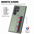For Samsung Galaxy S24 Ultra 5G Carbon Fiber Magnetic Card Wallet RFID Blocking Phone Case(Green)