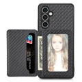 For Samsung Galaxy S23 FE 5G Carbon Fiber Magnetic Card Wallet RFID Blocking Phone Case(Black)