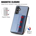 For Samsung Galaxy S23 FE 5G Carbon Fiber Magnetic Card Wallet RFID Blocking Phone Case(Blue)