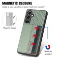 For Samsung Galaxy S23 FE 5G Carbon Fiber Magnetic Card Wallet RFID Blocking Phone Case(Green)