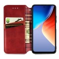 For Blackview A96 Cubic Grid Pressed Magnetic Leather Phone Case(Red)