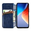 For Blackview A96 Cubic Grid Pressed Magnetic Leather Phone Case(Blue)