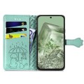 For Google Pixel 8a Cat and Dog Embossed Leather Phone Case(Green)