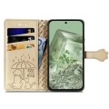 For Google Pixel 6a Cat and Dog Embossed Leather Phone Case(Gold)