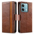 For Redmi Note 13 CaseNeo Splicing Dual Magnetic Buckle Leather Phone Case(Brown)