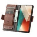 For Redmi Note 13 CaseNeo Splicing Dual Magnetic Buckle Leather Phone Case(Brown)