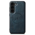 For Samsung Galaxy S23+ 5G Suteni H15  Oil Eax Leather Detachable Wallet Back Phone Case(Blue)