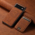 For Google Pixel 6a Suteni H16 Litchi Texture Leather Detachable Wallet Back Phone Case(Brown)