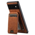 For Google Pixel 6a Suteni H16 Litchi Texture Leather Detachable Wallet Back Phone Case(Khaki)