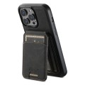 For iPhone 15 Pro Suteni H16 Litchi Texture Leather Detachable Wallet Back Phone Case(Black)