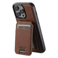 For iPhone 15 Pro Suteni H16 Litchi Texture Leather Detachable Wallet Back Phone Case(Brown)