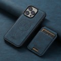 For iPhone 15 Suteni H16 Litchi Texture Leather Detachable Wallet Back Phone Case(Blue)