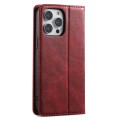 For iPhone 15 Pro Max Suteni J02 Oil Wax Wallet Leather Phone Case(Red)