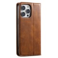 For iPhone 15 Pro Suteni J02 Oil Wax Wallet Leather Phone Case(Brown)