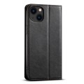 For iPhone 15 Plus Suteni J02 Oil Wax Wallet Leather Phone Case(Black)