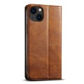 For iPhone 15 Plus Suteni J02 Oil Wax Wallet Leather Phone Case(Brown)