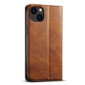 For iPhone 15 Suteni J02 Oil Wax Wallet Leather Phone Case(Brown)