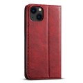 For iPhone 15 Suteni J02 Oil Wax Wallet Leather Phone Case(Red)
