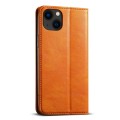 For iPhone 14 Plus Suteni J02 Oil Wax Wallet Leather Phone Case(Khaki)