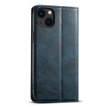 For iPhone 14 Suteni J02 Oil Wax Wallet Leather Phone Case(Blue)