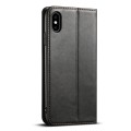 For iPhone XS Max Suteni J02 Oil Wax Wallet Leather Phone Case(Black)