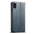For iPhone XS Max Suteni J02 Oil Wax Wallet Leather Phone Case(Blue)