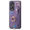 For Huawei nova 10 SE 4G Retro Skin-feel Ring Card Bag Phone Case with Hang Loop(Purple)