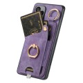 For Huawei P50 Pro Retro Skin-feel Ring Card Bag Phone Case with Hang Loop(Purple)