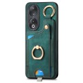 For Huawei P50 Pro Retro Skin-feel Ring Card Bag Phone Case with Hang Loop(Green)