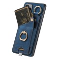 For Huawei P50 Pro Retro Skin-feel Ring Card Bag Phone Case with Hang Loop(Blue)