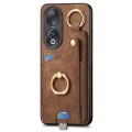 For Huawei nova 8 Retro Skin-feel Ring Card Bag Phone Case with Hang Loop(Brown)