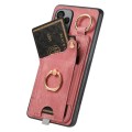 For Huawei P60 Pro Retro Skin-feel Ring Card Bag Phone Case with Hang Loop(Pink)