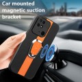 For Xiaomi Redmi 10C Magnetic Litchi Leather Back Phone Case with Holder(Orange)