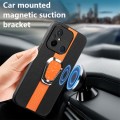 For Xiaomi Redmi 12C Magnetic Litchi Leather Back Phone Case with Holder(Orange)