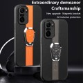 For Xiaomi Redmi K40 Magnetic Litchi Leather Back Phone Case with Holder(Orange)