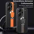 For Xiaomi Redmi Note 13 Pro+ Magnetic Litchi Leather Back Phone Case with Holder(Orange)