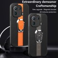 For Xiaomi Mi 11 Pro Magnetic Litchi Leather Back Phone Case with Holder(Orange)