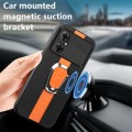 For Xiaomi Poco M4 5G Magnetic Litchi Leather Back Phone Case with Holder(Orange)