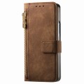 For Samsung Galaxy Z Fold5 5G Retro MagSafe Magnetic Zipper Wallet Leather Phone Case(Brown)