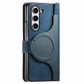 For Samsung Galaxy Z Fold5 5G Retro MagSafe Magnetic Zipper Wallet Leather Phone Case(Blue)